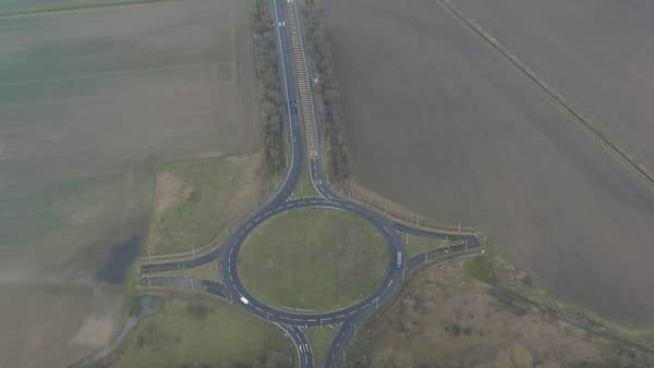 The M181 "roundabout to nowhere", west of Scunthorpe (aerial, 2026)