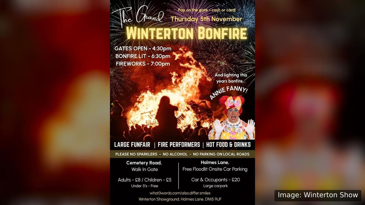 Official poster for Winterton Bonfire Night 2026